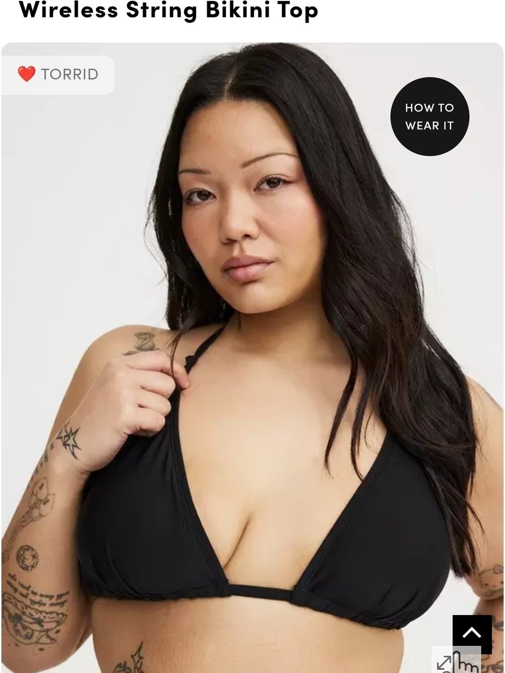 Torrid Black Wireless Triangle String Bikini Top